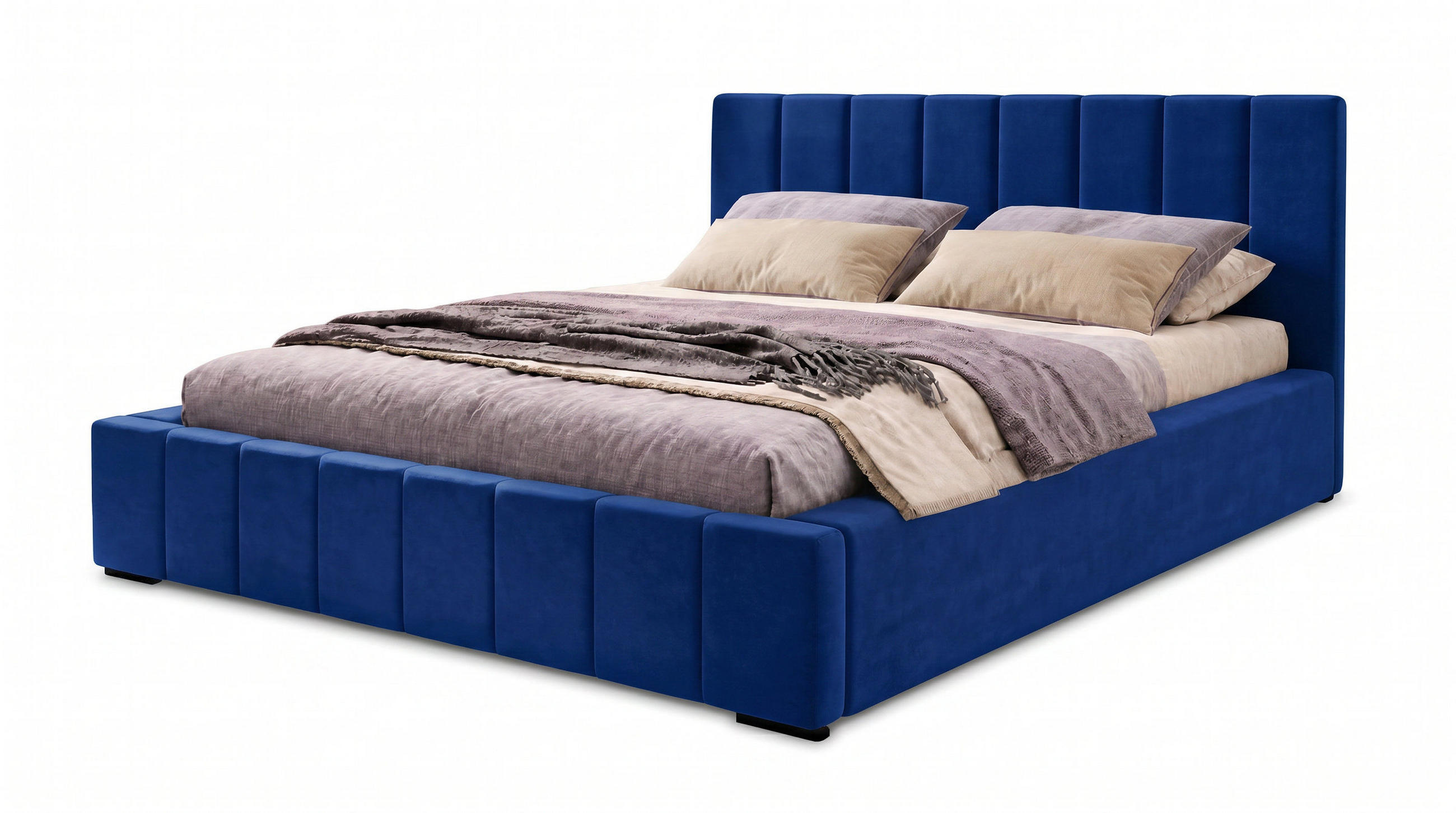 MARPUR Polsterbett NERO 180x200 cm mit Bettkasten und Lattenrost, Dunkelblau - Chromfarben/Dunkelblau, Holz/Holzwerkstoff (180/200cm) - Marpur
