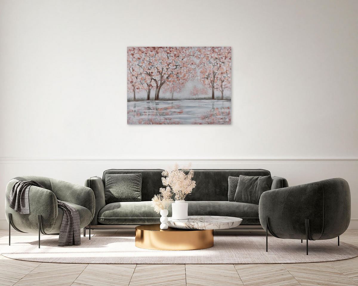 ACRYLBILD HANDGEMALT 100/75 cm - Pink/Grau, Holz/Textil (1.8/75cm) - KUNSTLOFT