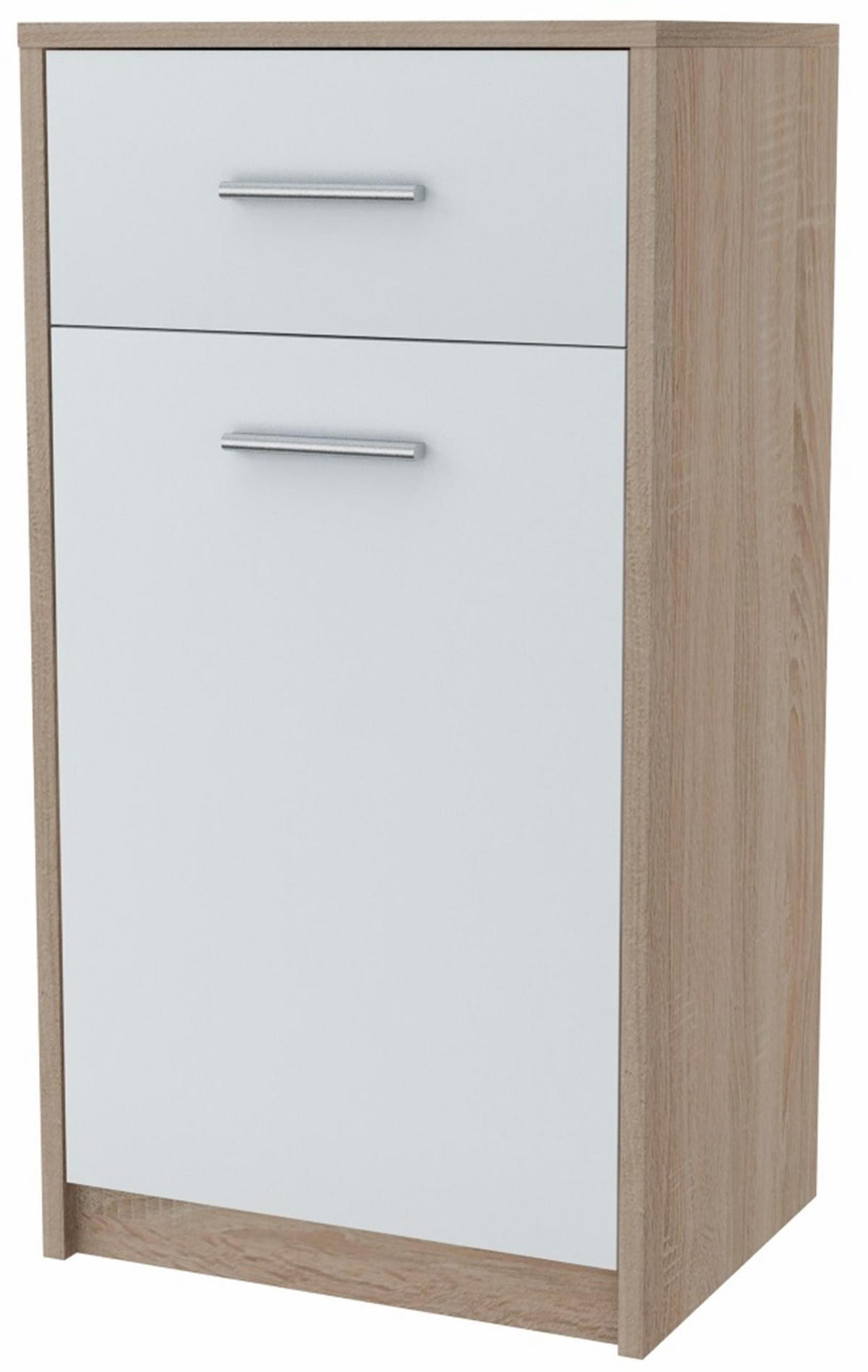 KOMMODE Bodo 1D1S Sonoma Eiche-Weiß 40/35/75 cm - Weiß/Sonoma Eiche, Holzwerkstoff (40/75/35cm) - Matkam Möbel