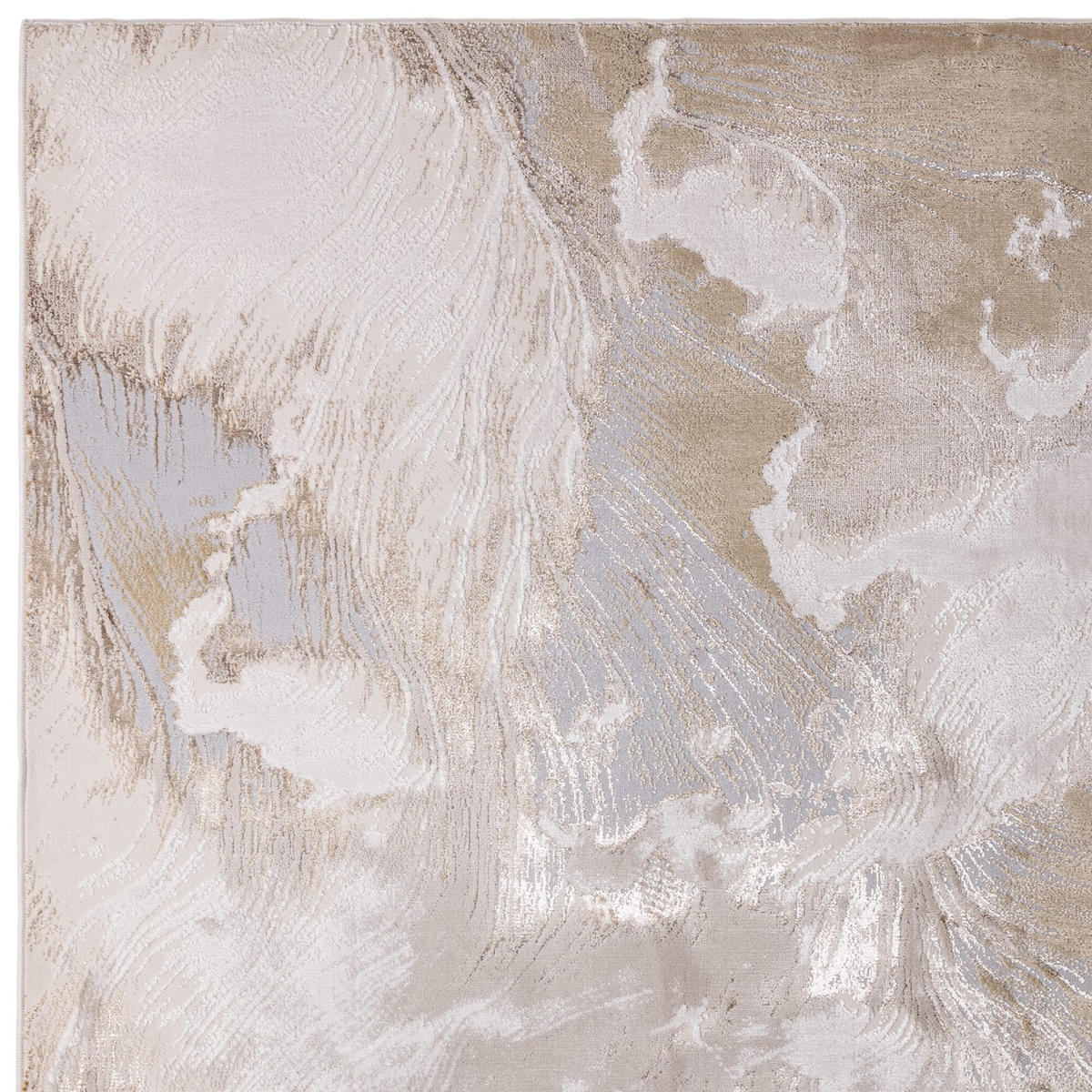 TEPPICH Hochglanz Marmoroptik Abstrakt Muster COMO-Nesso, Gold 120x170 cm - Goldfarben, Textil (120/170cm) - KADIMA DESIGN