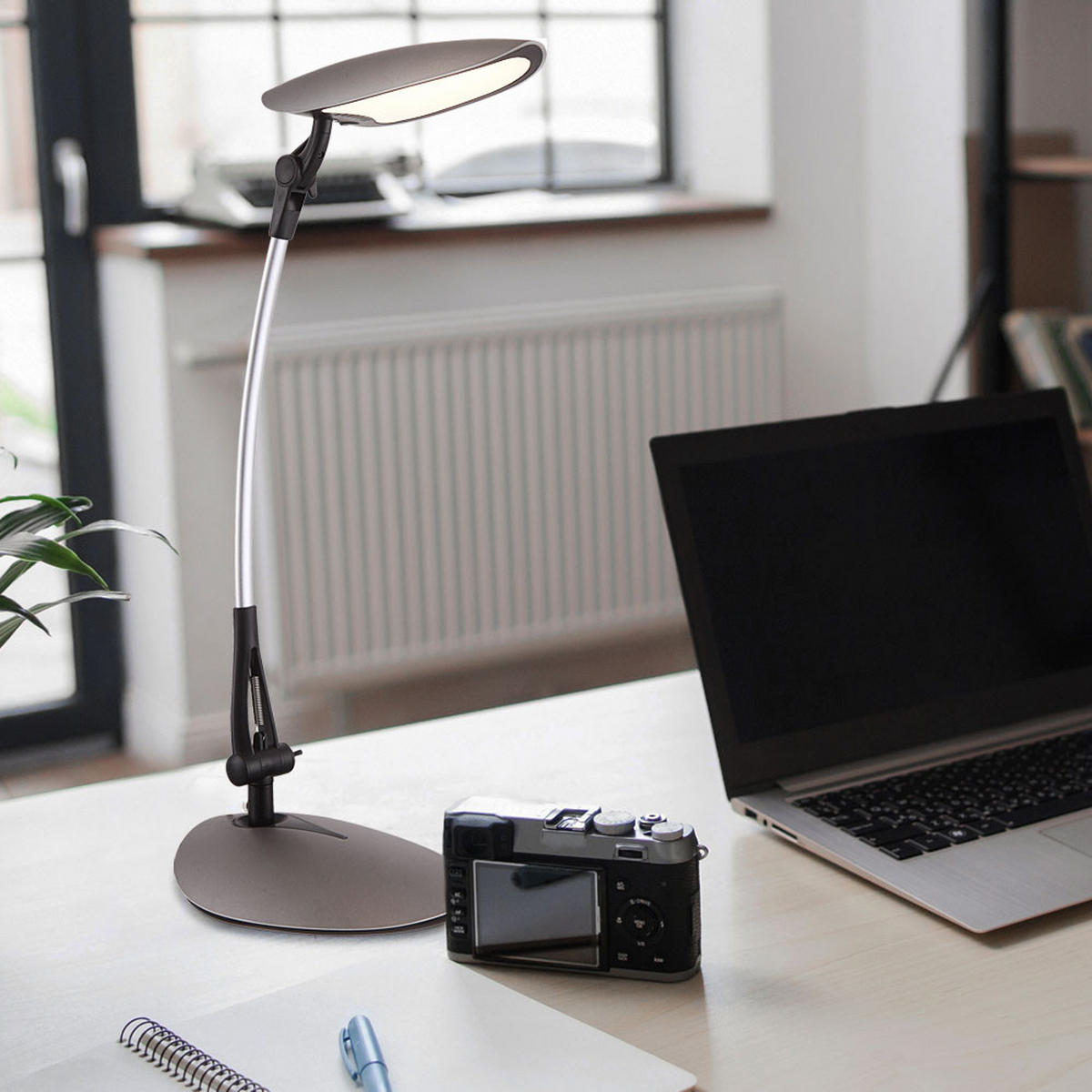 LED TISCHLEUCHTE BEAVER Chrom Dunkelgrau - Grau, Metall (63.5/18/52cm) - Globo Lighting