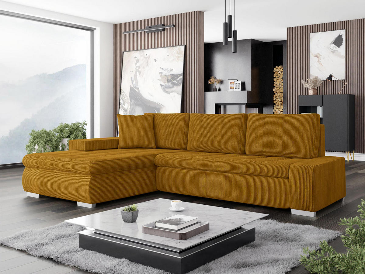 ECKSOFA Orkan Mini Cord - Bronzefarben, Holz/Textil (265/185cm) - MIRJAN24