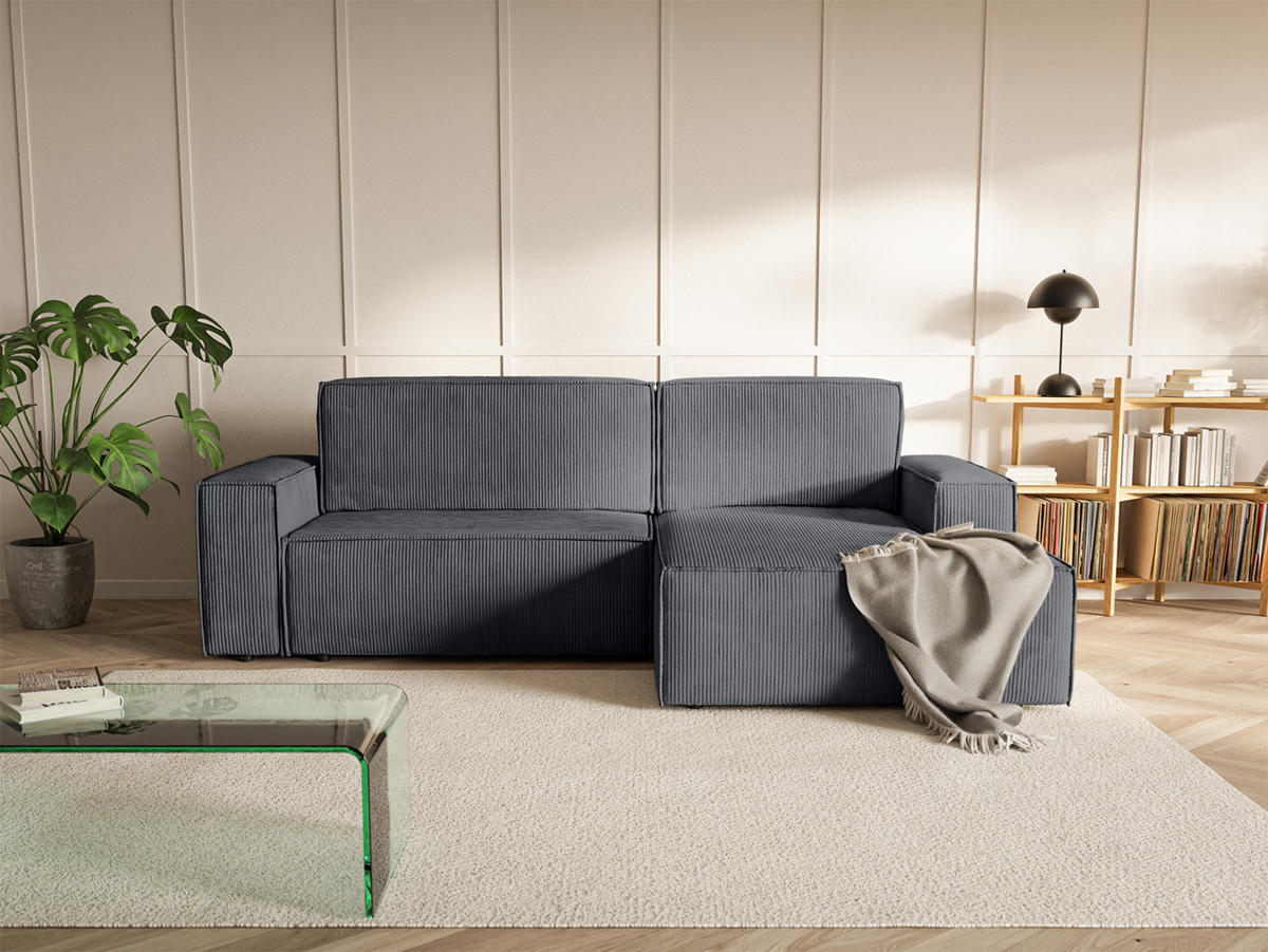 ECKSOFA Kokko mit Schlaffunktion, Anthrazit - Anthrazit, Textil (267/167cm) - Fedve