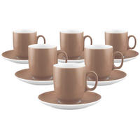 KAFFEEBECHER MIT UNTERTASSEN Sento Home Pure Colors Cocoa Brown 400 ml 6er Set - Hellbraun, Keramik (0.4L) - Seltmann Weiden