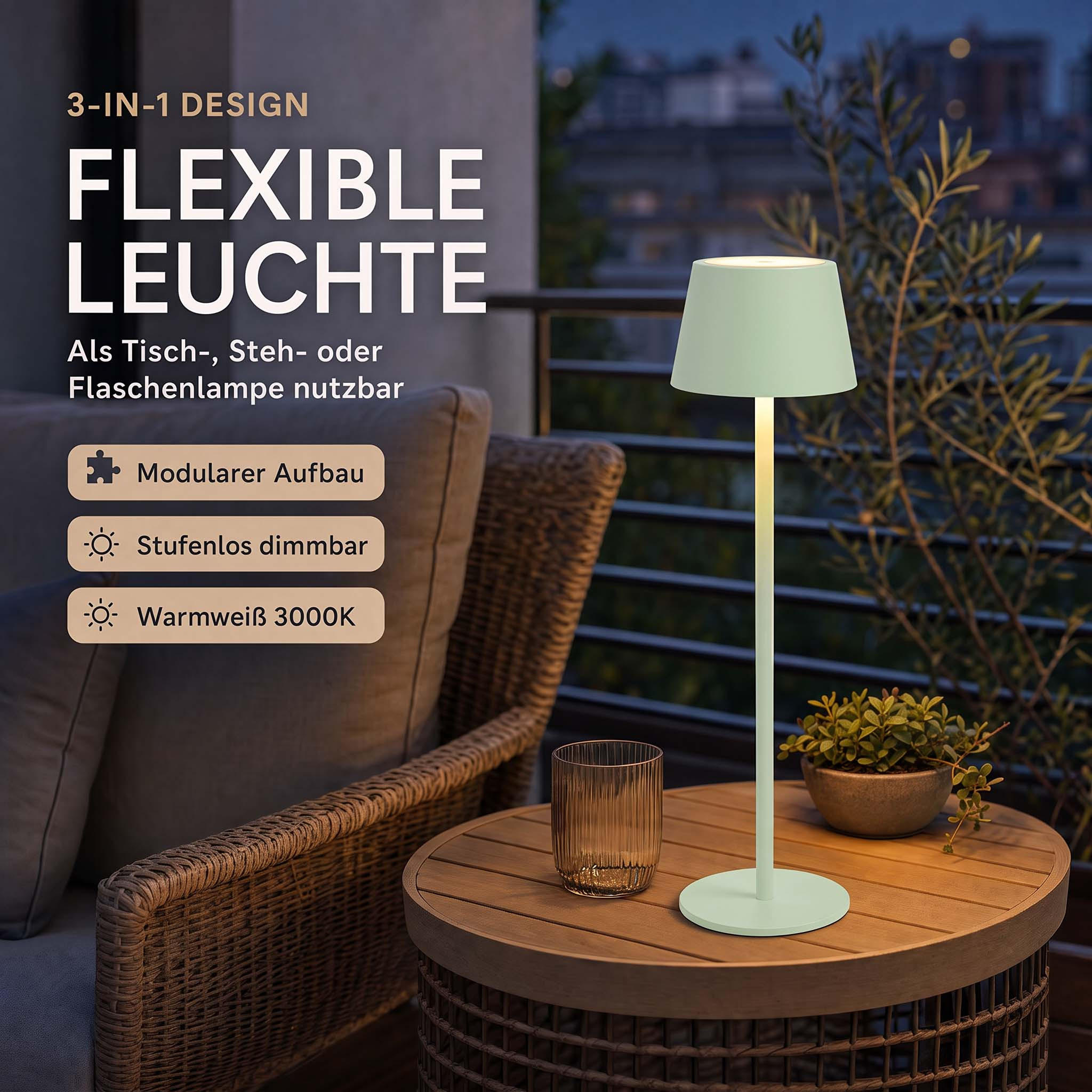 LED Tischlampe 3 in 1 Hellgrün max. 45cm hoch - Grün, Kunststoff (11/11/45cm) - Northpoint