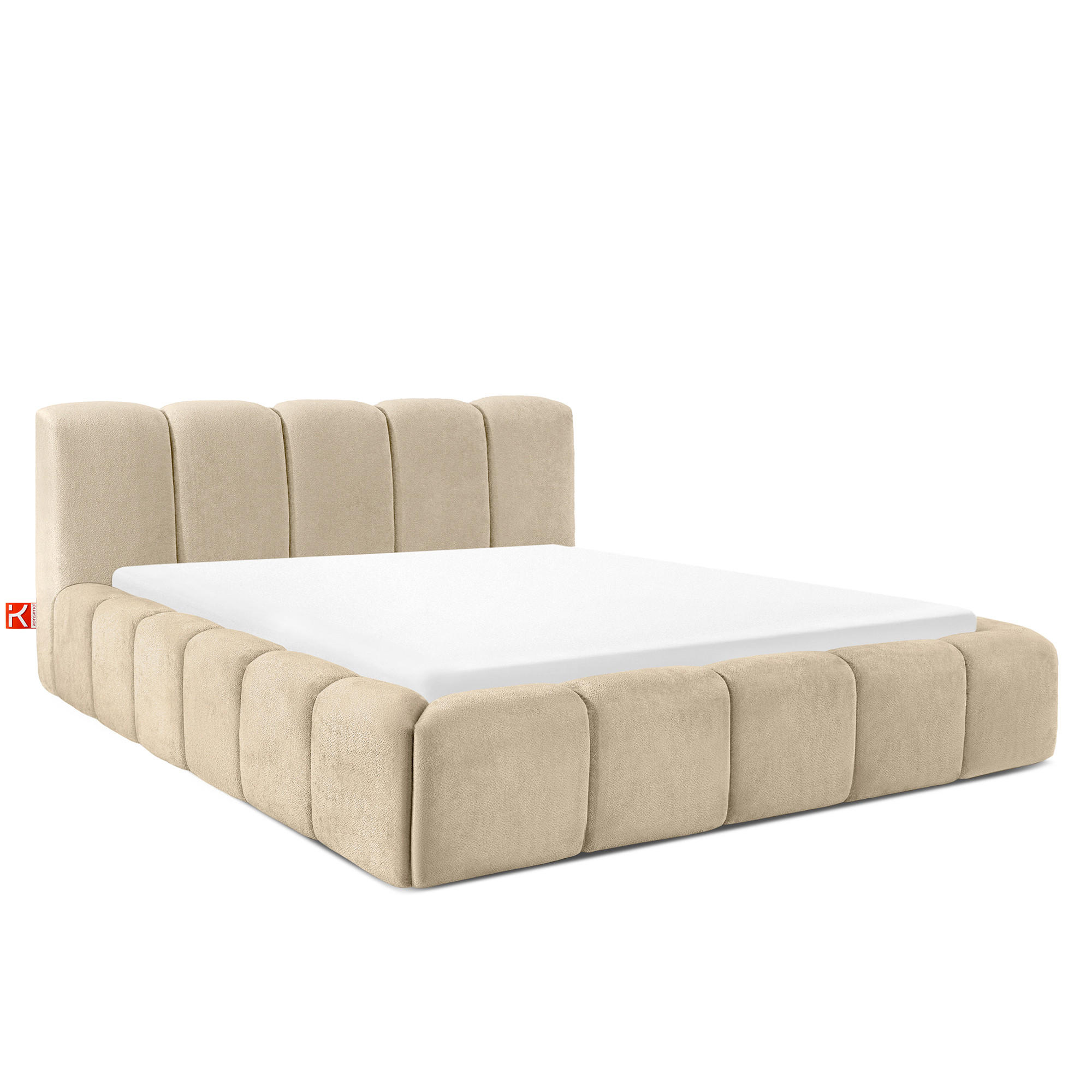 POLSTERBETT OLMIRA - Beige/Schwarz, Holz/Holzwerkstoff (162/203cm) - KONSIMO®