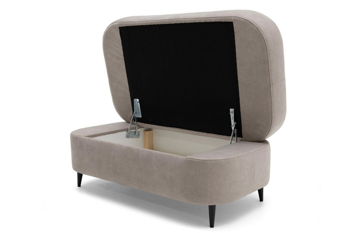 POUF PRIAM 104 x 60 cm Velours Beige - Beige/Schwarz, Holz/Textil (104/43/60cm) - Muffo