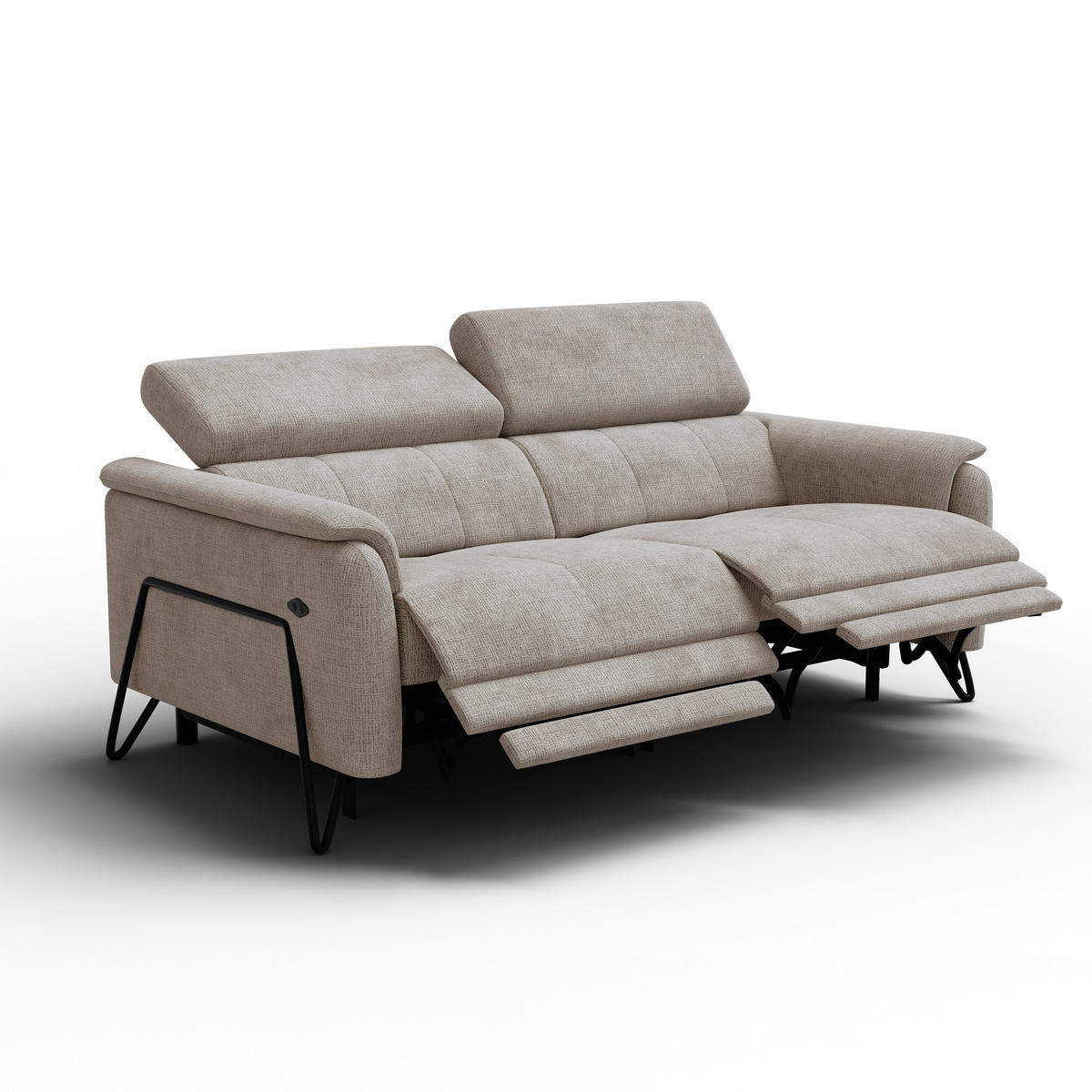 RELAXSOFA RODEN 3-Sitzer, beige - Beige, Holz/Textil (194/82/103cm) - Courtois Laville