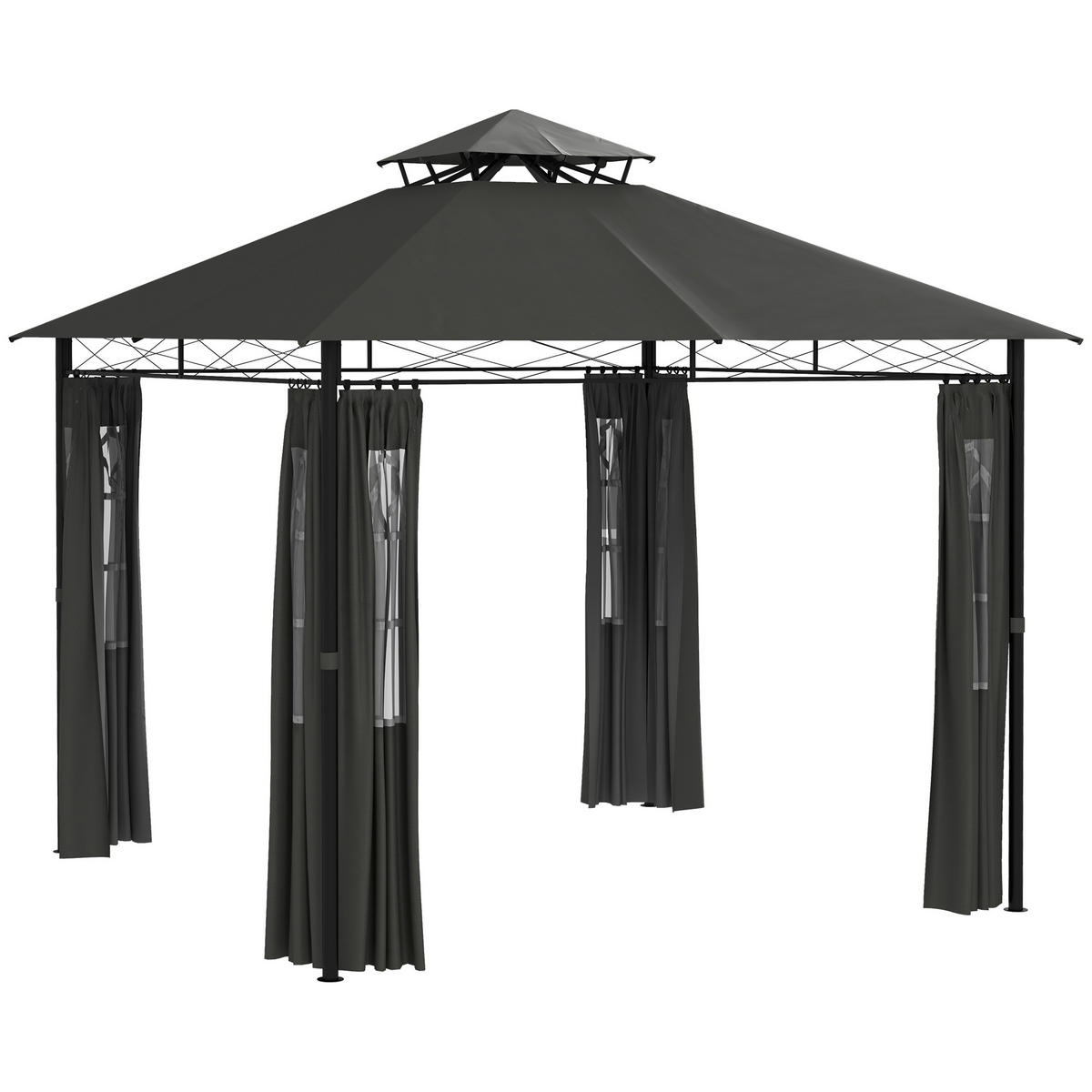 PAVILLON, Dunkelgrau, Metall, Polyester - Dunkelgrau, Metall (295/2.85/295cm) - Outsunny