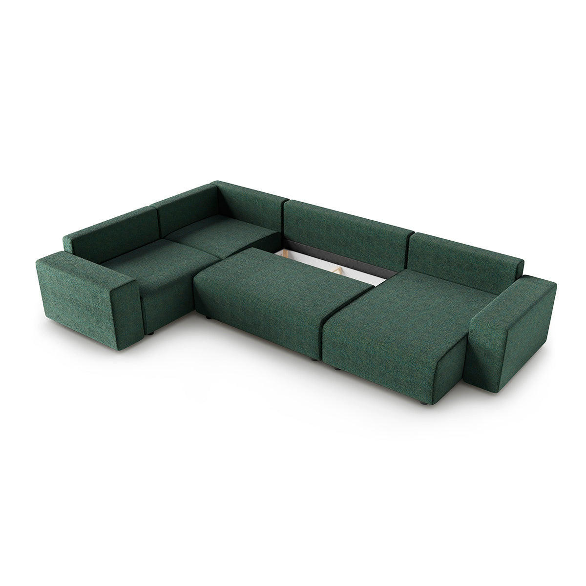 PANORAMASOFA Lorenzo 5 Sitzplätze Grün - Grün, Holz (378/85/236cm) - Petits-meubles
