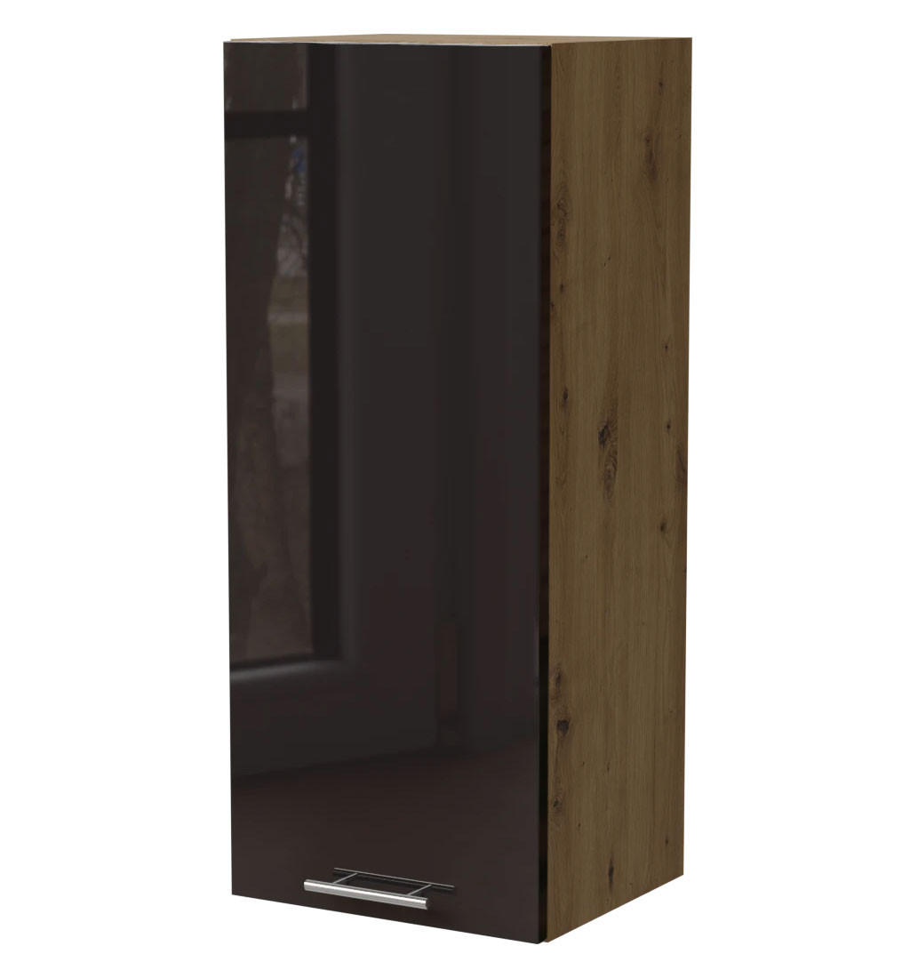 Feldmann-Wohnen Küchenhängeschrank Schwarz Hochglanz, Eiche Artisan 40x96x32.5 cm