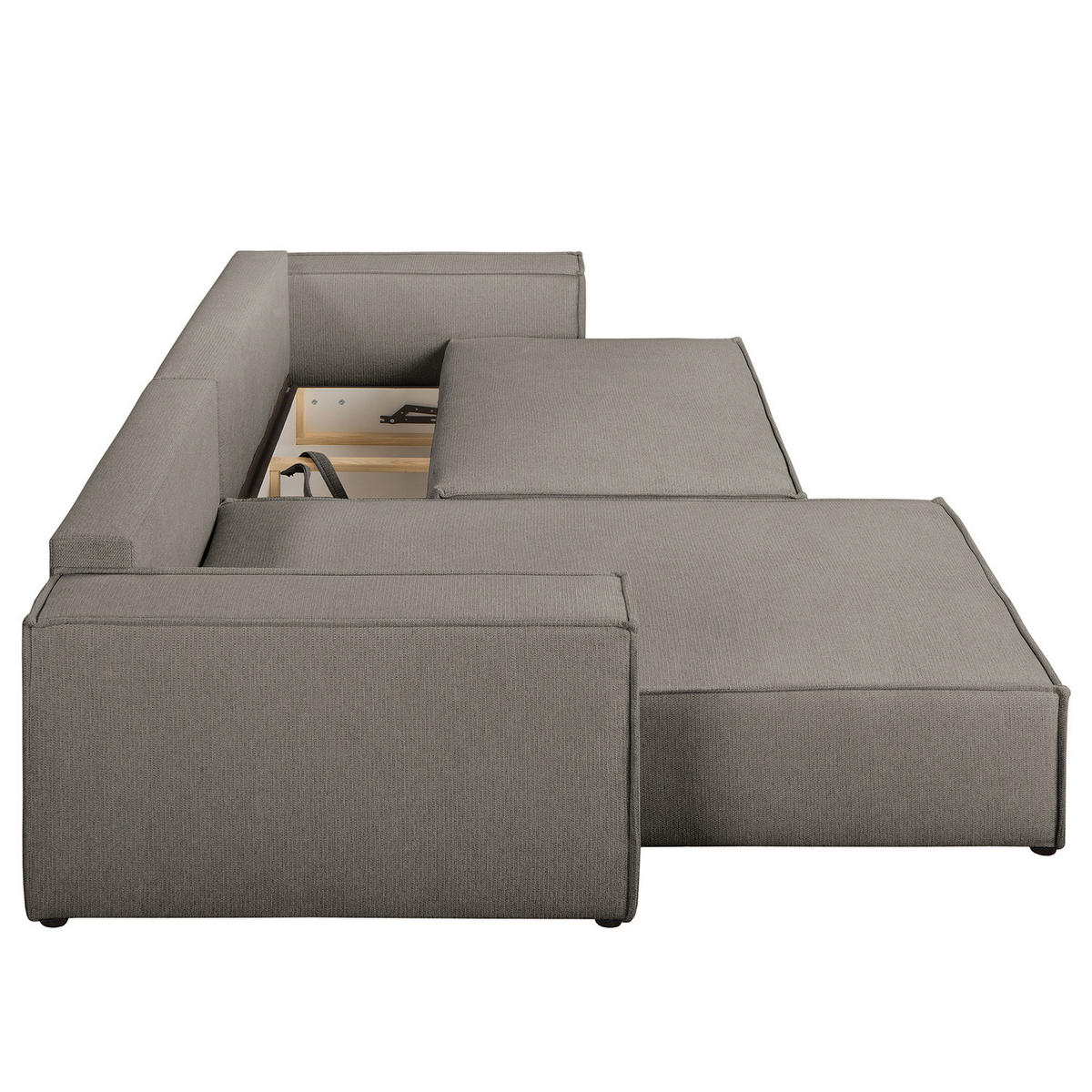 ECKSOFA mit Schlaffunktion - 290 cm - Schwarz/Grau, Kunststoff/Textil (290/185cm) - home24