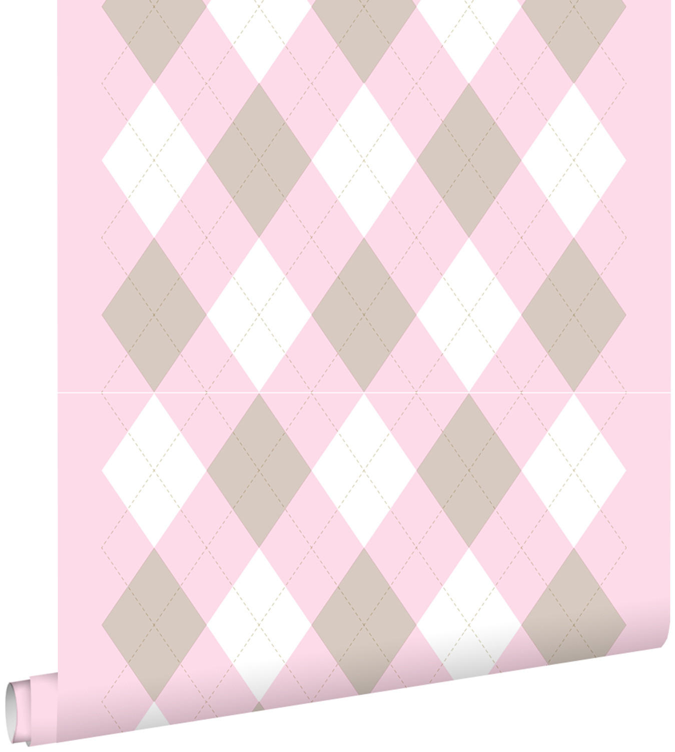 TAPETE Karomuster 53 cm x 10.05 m - Pink, Papier (53/0.1cm) - ESTAhome