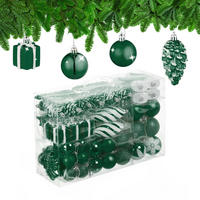 72-TLG.WEIHNACHTSKUGELN-SET - Dunkelgrün, Kunststoff (38/24/12cm) - Relaxdays
