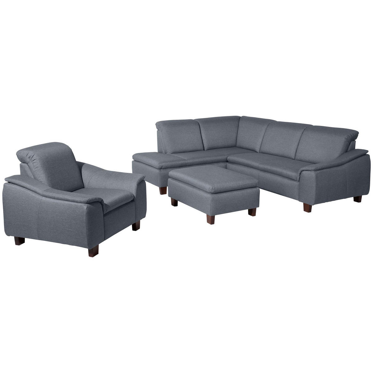 ECKSOFA mit Ottomane links Kaylil Flachgewebe denim - Flieder, Kunststoff (187/247cm) - 58aufmkessel