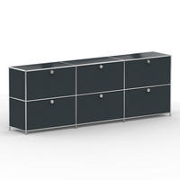 AKTENSCHRANK, 6 Klappen & Schloss, Breite 227 cm, Anthrazitgrau - Chromfarben/Silberfarben, Metall (40/80.5/227.2cm) - Versee