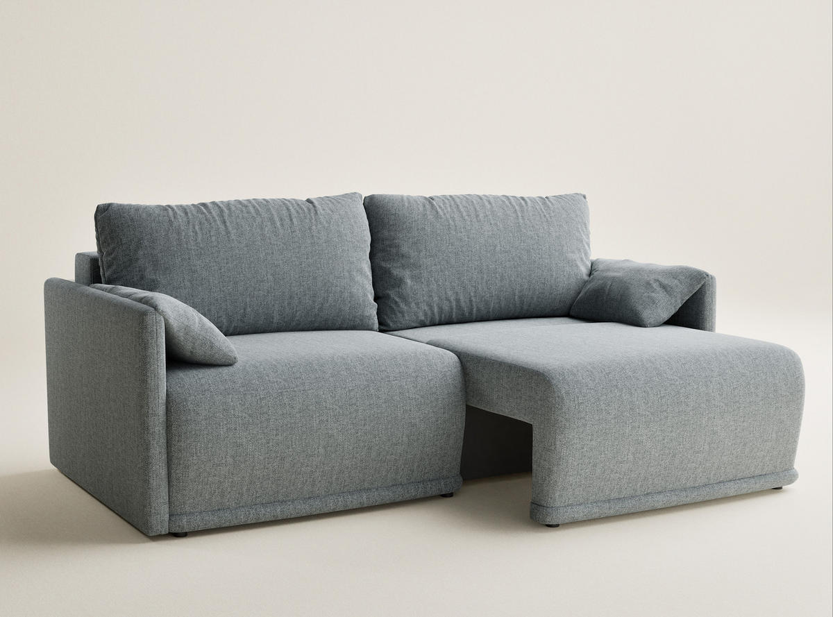 ROZKLÁDACÍ POHOVKA Nappa, textil, modrošedý - černá/šedohnědá, dřevo/kompozitní dřevo (215/100/193cm) - Maison de Reve