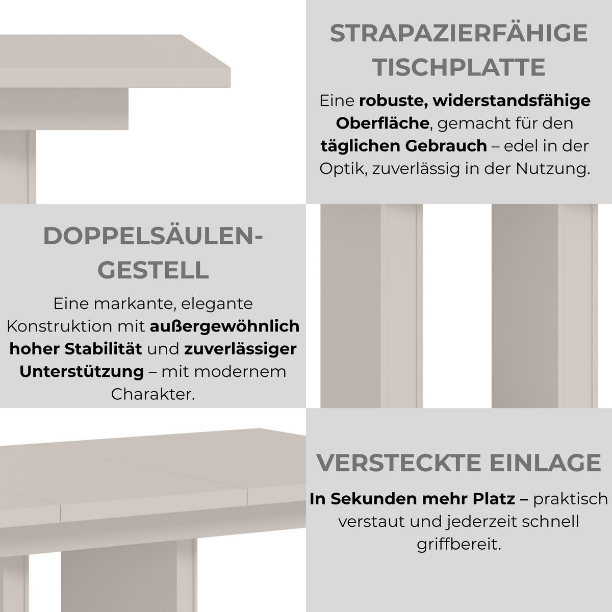ROZKLADACÍ jedálenský stôl, kašmírová - kašmírová, kompozitné drevo (80/160/75cm) - Home Collective