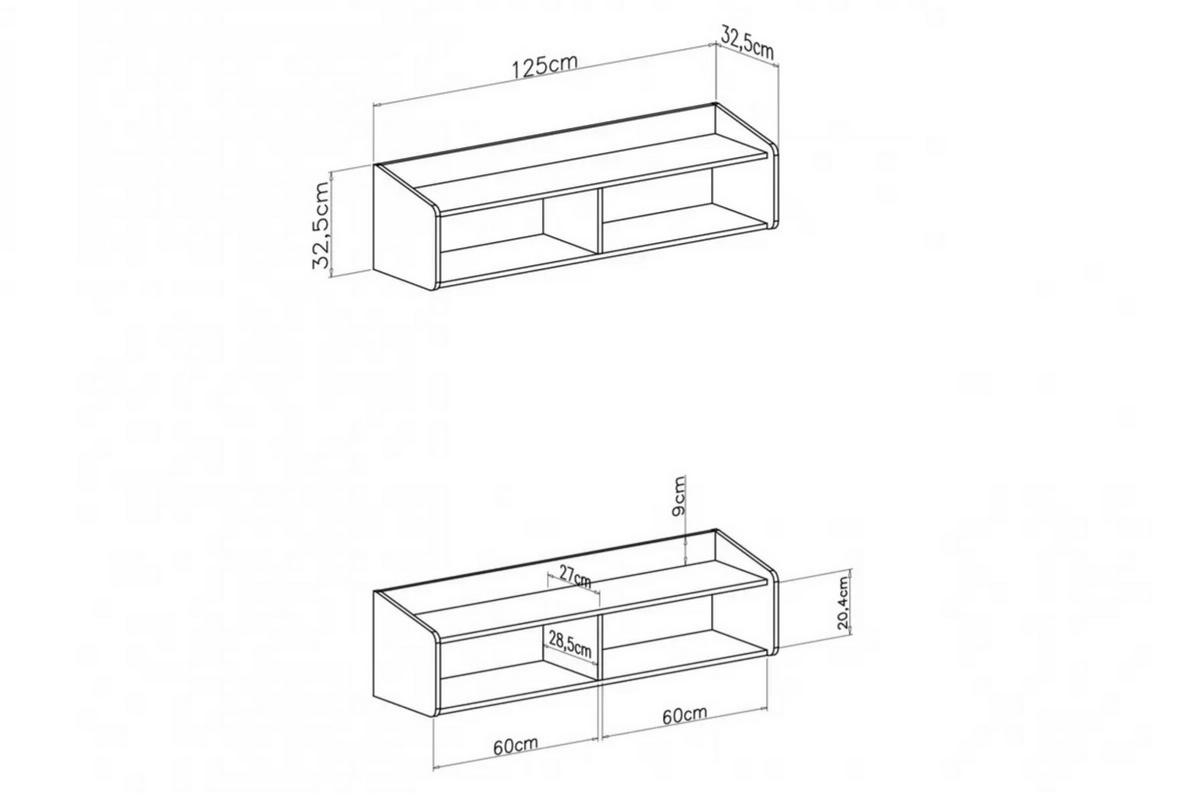 WANDREGAL ALBI 11 125/33/33 in Eukalyptus / Baltic Düne Eiche - Alteiche/Eukalyptusholzfarben, Holzwerkstoff (125/33/33cm) - Deine Möbel 24