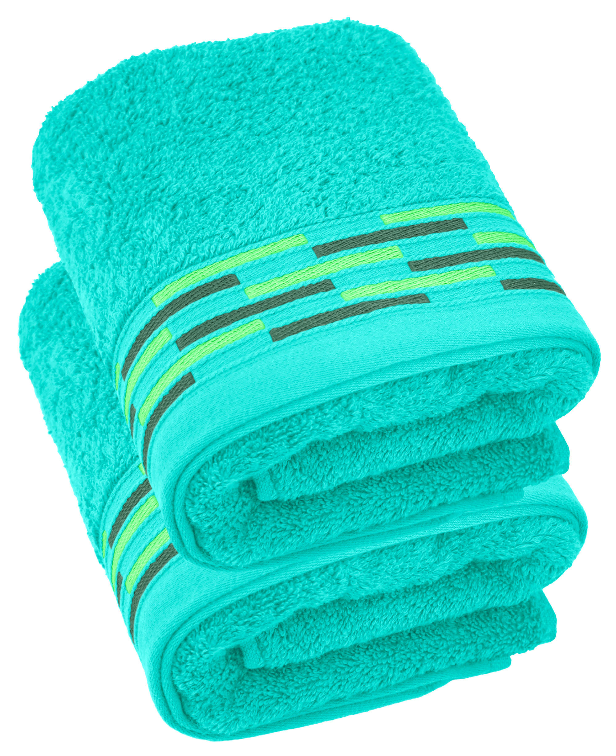 HANDTUCH Lugano Türkis 2er 50x100 cm - Türkis, Textil (50/100cm) - Lashuma