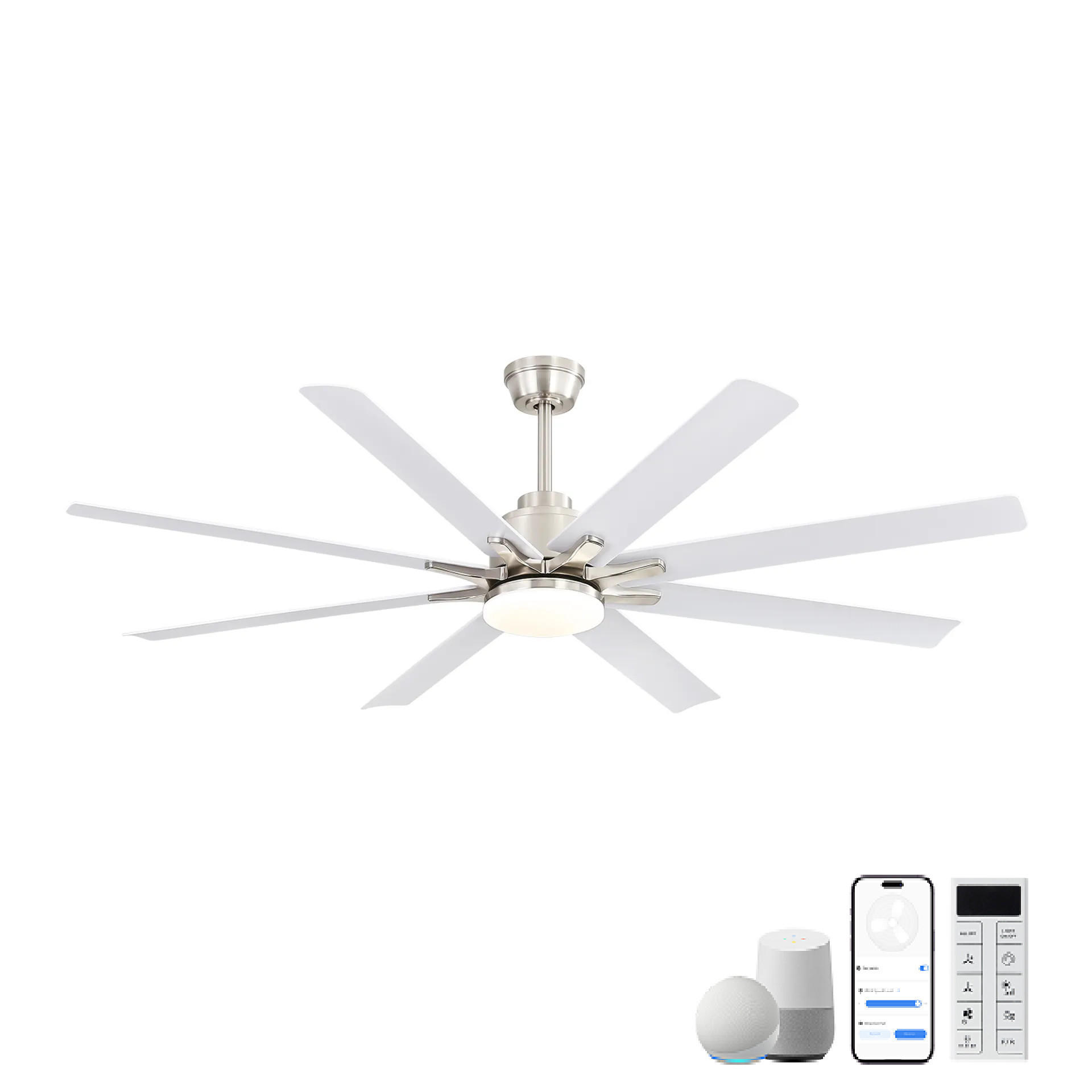 DECKENVENTILATOR DE-16279 66 Zoll Smart mit App/Alexa Steuerung - Weiß, Kunststoff (168/168/25.8cm) - ComfortXL