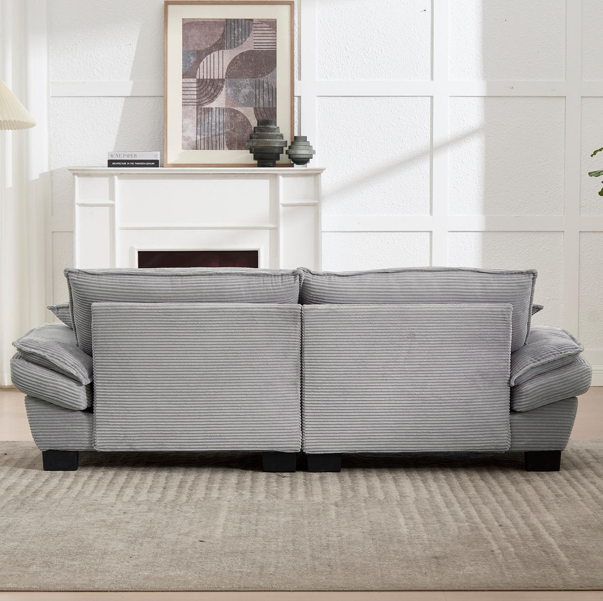 2-SITZER Sofa Samt mit extra tiefem Sitz und Kissen 224/81/81 cm Hellgrau - Hellgrau, Textil (81/224/81cm) - Redom