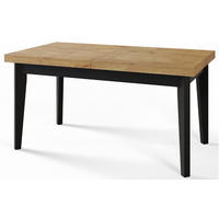 ESSZIMMERTISCH SKANDI, ausziehbarer Tisch: 200-300X100X78 cm, Farbe: LANCELOT, mit Holzbeinen in Farbe Schwarz - Beige/Schwarz, Holzwerkstoff (200/100/78cm) - Alpi-Möbel