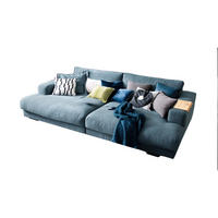 BIG SOFA XL MIT TABLETT NATUR MADELINE Petrol Webstoff - Petrol/Schwarz, Kunststoff/Textil (290/85/190cm) - KAWOLA