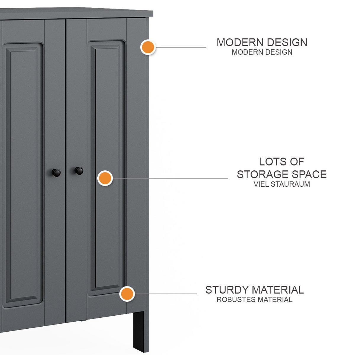 KINDERKLEIDERSCHRANK Ajaton Grau 70 x 120.6 cm - Grau, Holzwerkstoff (70/120.6/53.4cm) - VitaliSpa