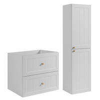 WASCHBECKUNTERSCHRANK + HÄNGESÄULE GUSTO 60cm Mattweiß - Weiß, Holzwerkstoff (60/58/46cm) - Rodan