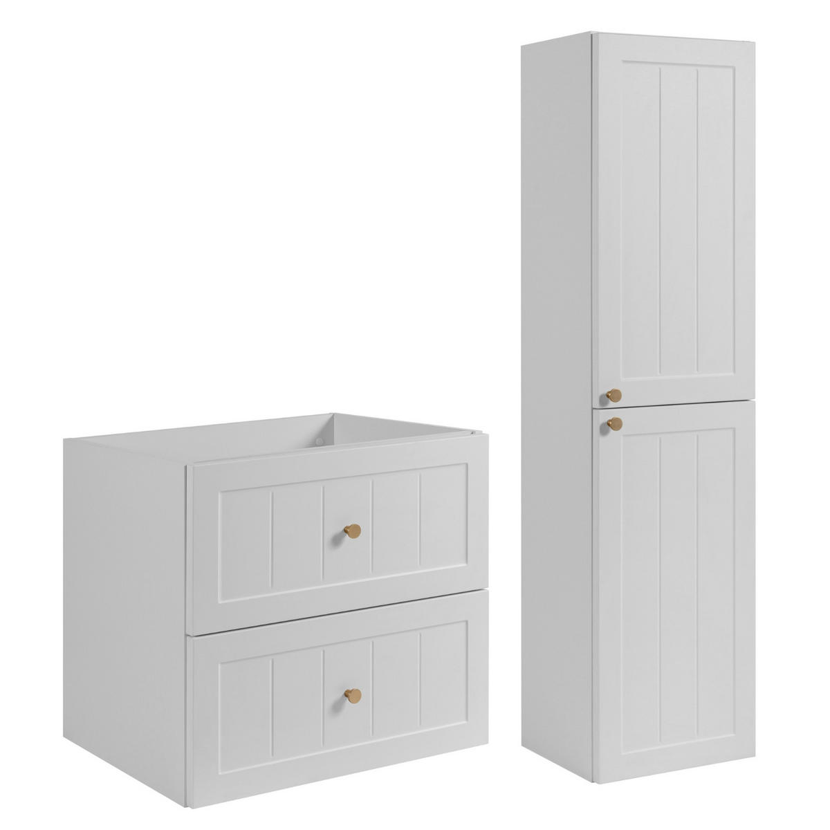 WASCHBECKUNTERSCHRANK + HÄNGESÄULE GUSTO 60cm Mattweiß - Weiß, Holzwerkstoff (60/58/46cm) - Rodan