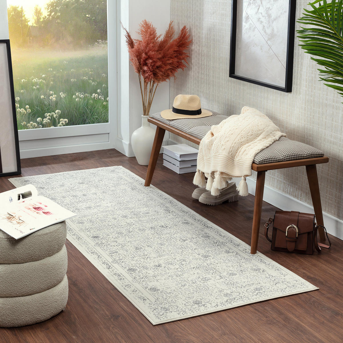 VINTAGE-TEPPICH 70/220 cm Grau - Grau, Naturmaterialien/Textil (69/221cm) - LIVABLISS