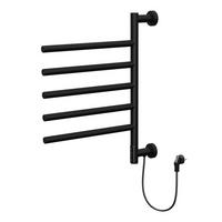 HANDTUCHWÄRMER Elektrisch Schwarz matt 75W 450x622 mm 180° drehbar - Schwarz, Metall (45/62.2/3cm) - LuxeBath