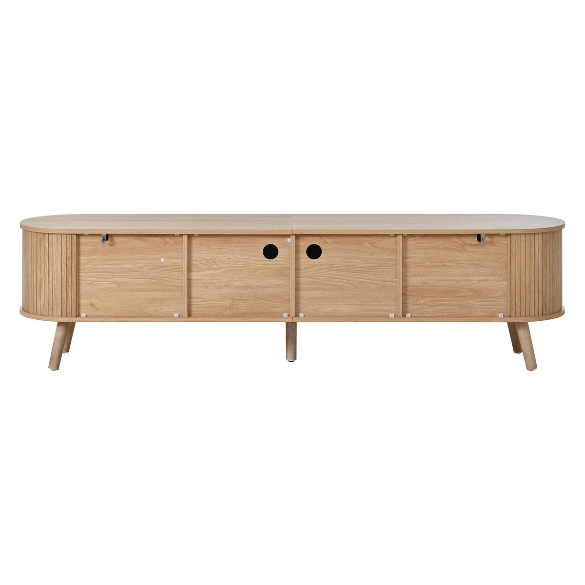 TV-SCHRANK Eichenholz 180/38/47 cm mit Klapptüren und Goldgriffen - Eichefarben, Karton (38/47/180cm) - PANGIVO