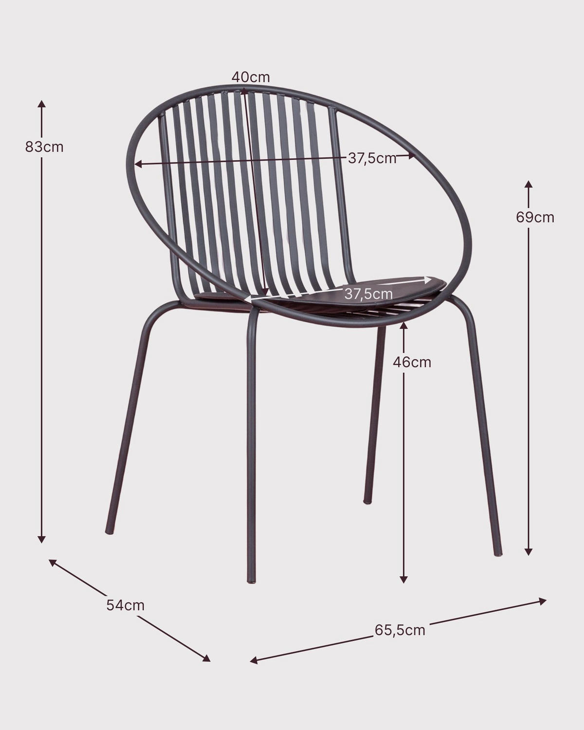 STUHL Metall Schwarz - Schwarz, Metall (66/83/54cm) - Nest Dream