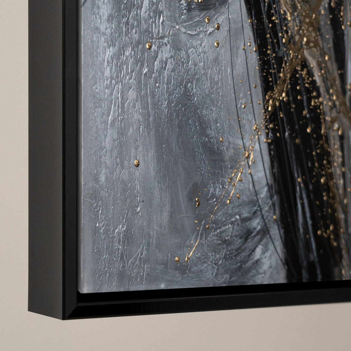 GEMÄLDE Goldener Strich Schattenfugenrahmen Schwarz 60x40 cm - Schwarz, Holz (60/40cm) - YS-art gallery