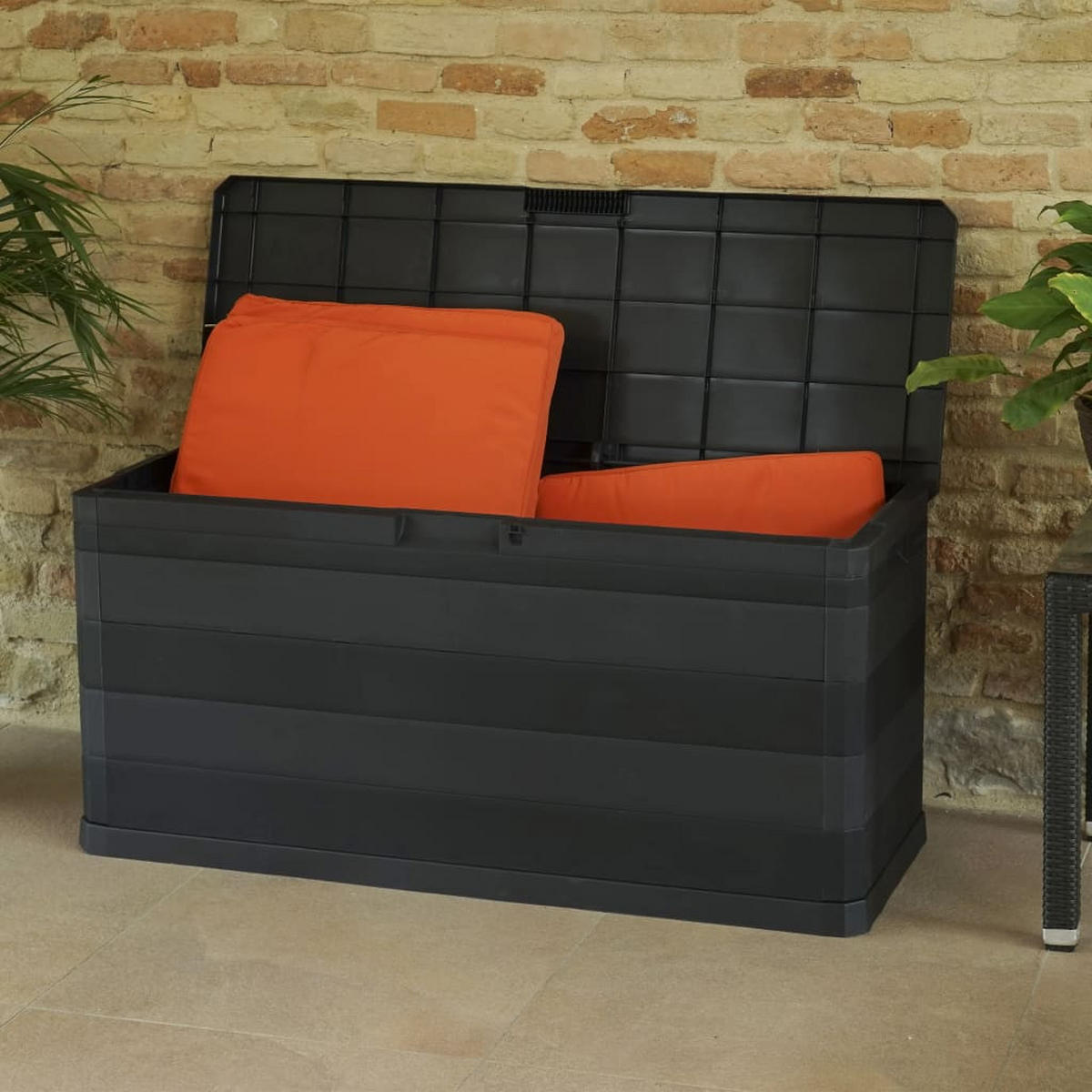 GARTENBOX Schwarz 117×45×56 cm - Schwarz, Kunststoff (45/56/117cm) - furnicato