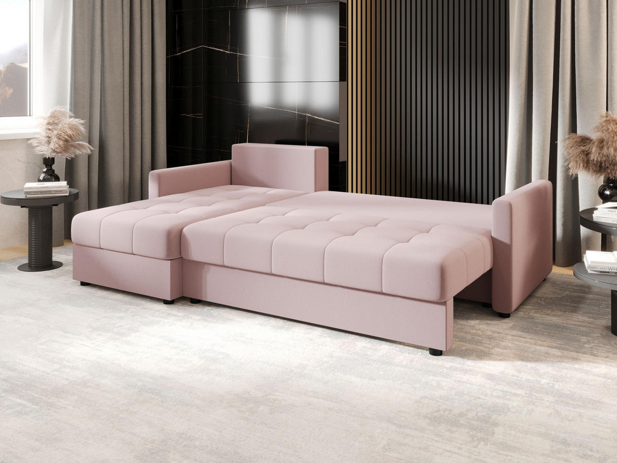 ECKSOFA MOS L BIS Cosmic 14 Links mit Schlaffunktion - Rosa, Textil (220/143cm) - Bedante