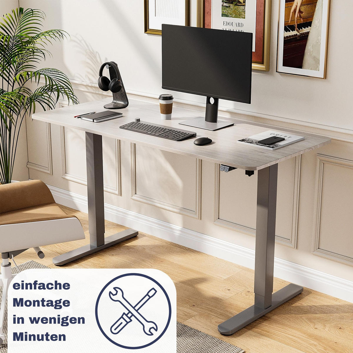 TISCHGESTELL HÖHENVERSTELLBAR UP30 silber - Grau, Metall (59/135/116cm) - Albatros