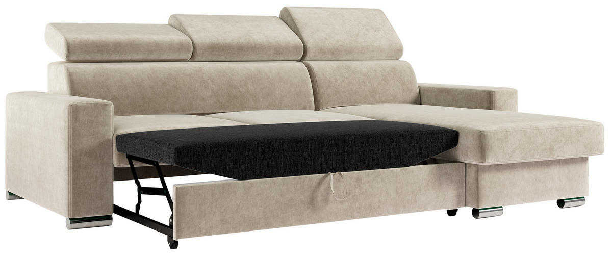 ECKSOFA FOX-L Beige - Beige/Silberfarben, Kunststoff/Textil (242/168cm) - MKS