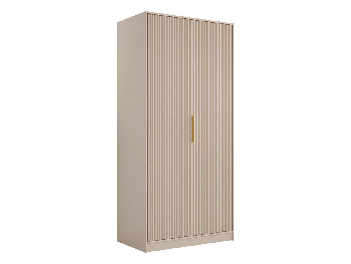 DREHTÜRENSCHRANK Tireno 2D - Kaschmir/Goldfarben, Holzwerkstoff/Metall (102/216/60cm) - MIRJAN24