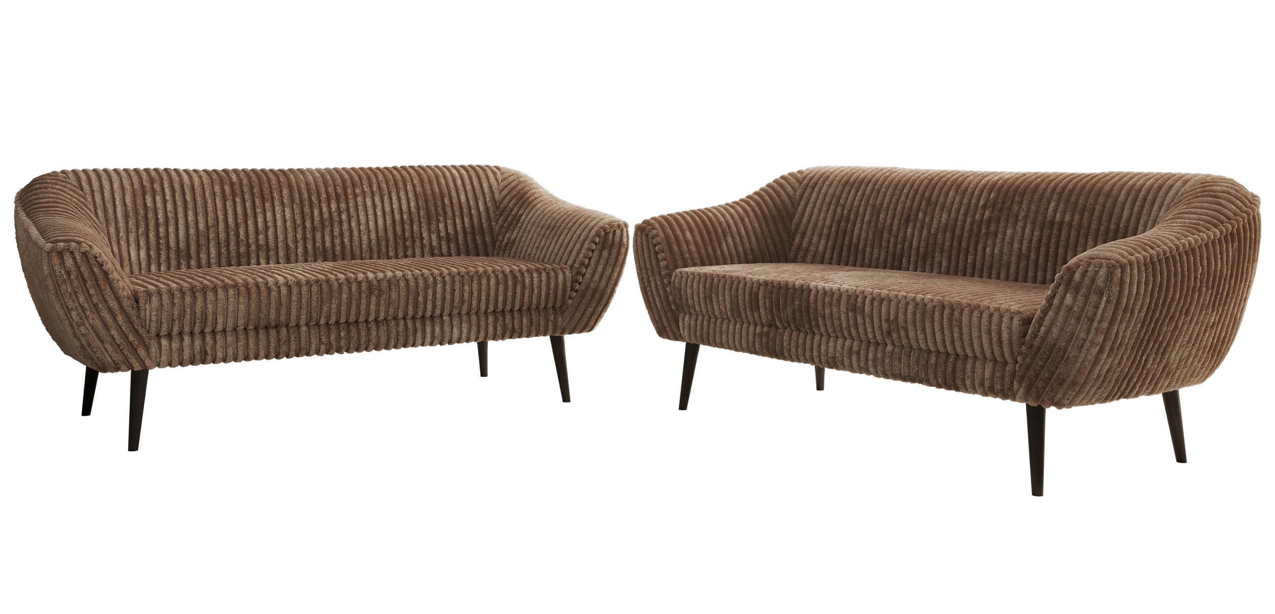 SEDACÍ SOUPRAVA 3+3 PIRS - Hnědá Manšestr - Černé nohy - černá/hnědá, kompozitní dřevo/textil (180/75/74cm) - MKS
