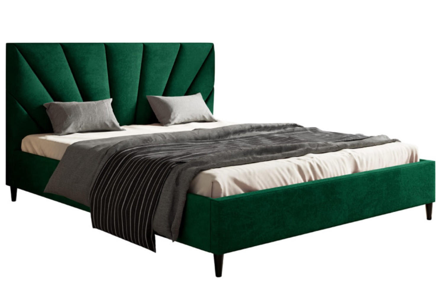 BETT Butelgrün LUXO 3 Gepolstert 180x200 cm - Schwarz/Grün, Textil (180/200cm) - Sepro Meble