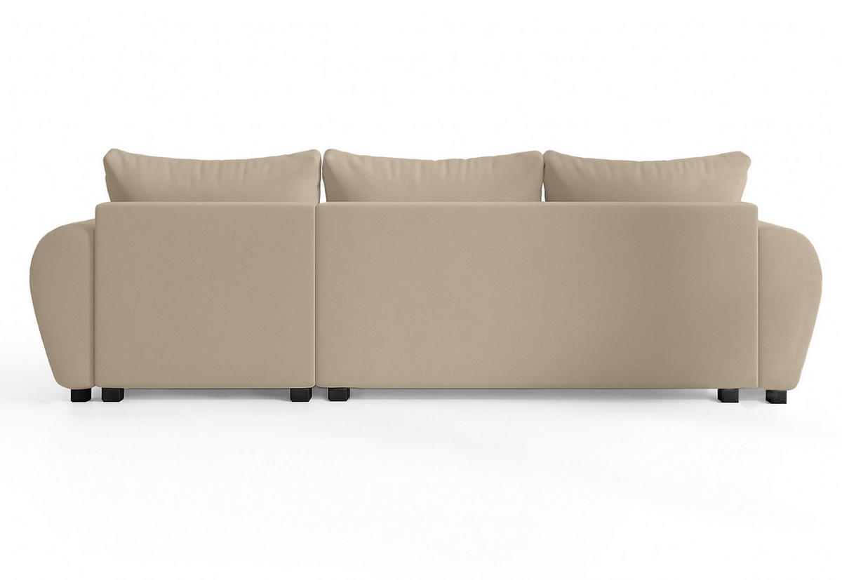 ECKSOFA L Form Malatya Hellbraun 246/145/82 cm stilvolle mit Schlaffunktion R - Hellbraun/Schwarz, Kunststoff/Textil (246/145cm) - AX Living