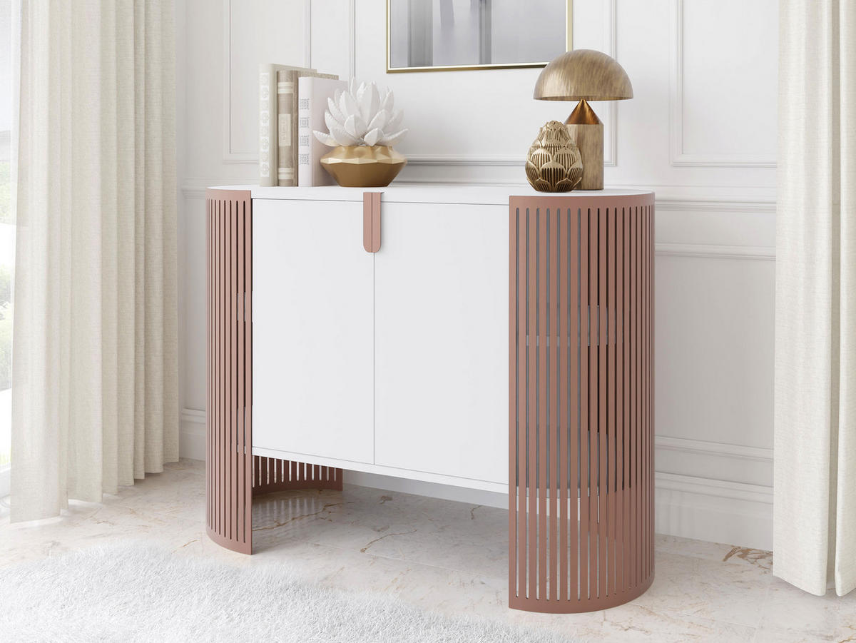 KOMMODE Fikoli Ember - Messingfarben/Weiß, Holzwerkstoff/Metall (120/90/40cm) - MIRJAN24