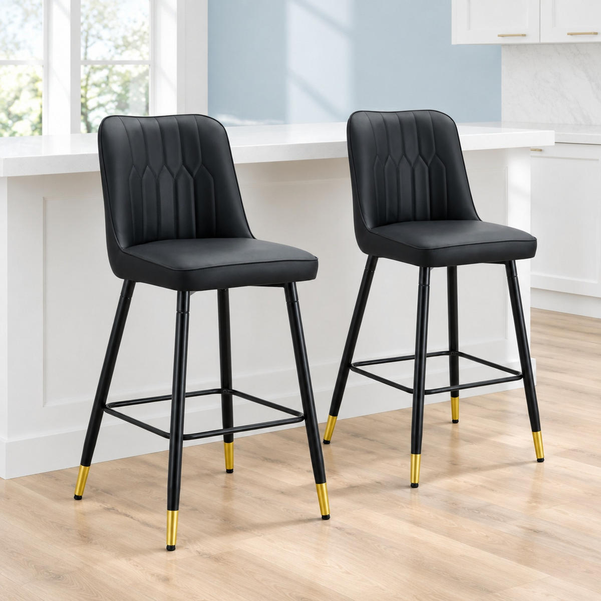 BARHOCKER 2er-Set 100 cm Schwarz mit Rückenlehne - Schwarz, Metall (45/100/42cm) - MIVRAY