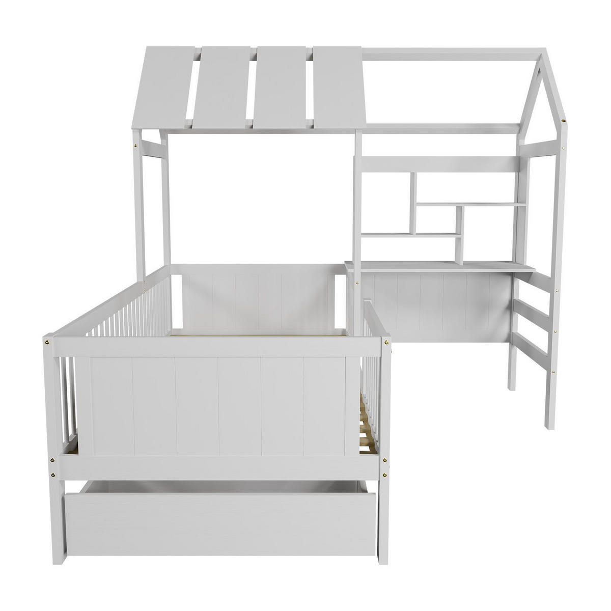 KINDERBETT Yari 90x200 cm Weiß mit Matratze - Weiß, Holz (90/200cm) - Juskys