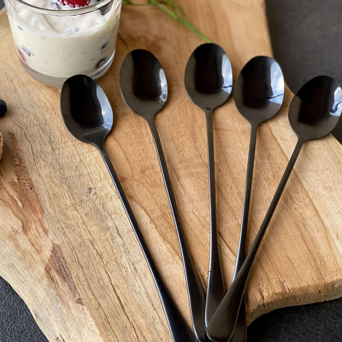 LÖFFEL 19 cm (6er-Set) - Schwarz, Metall - Intirilife