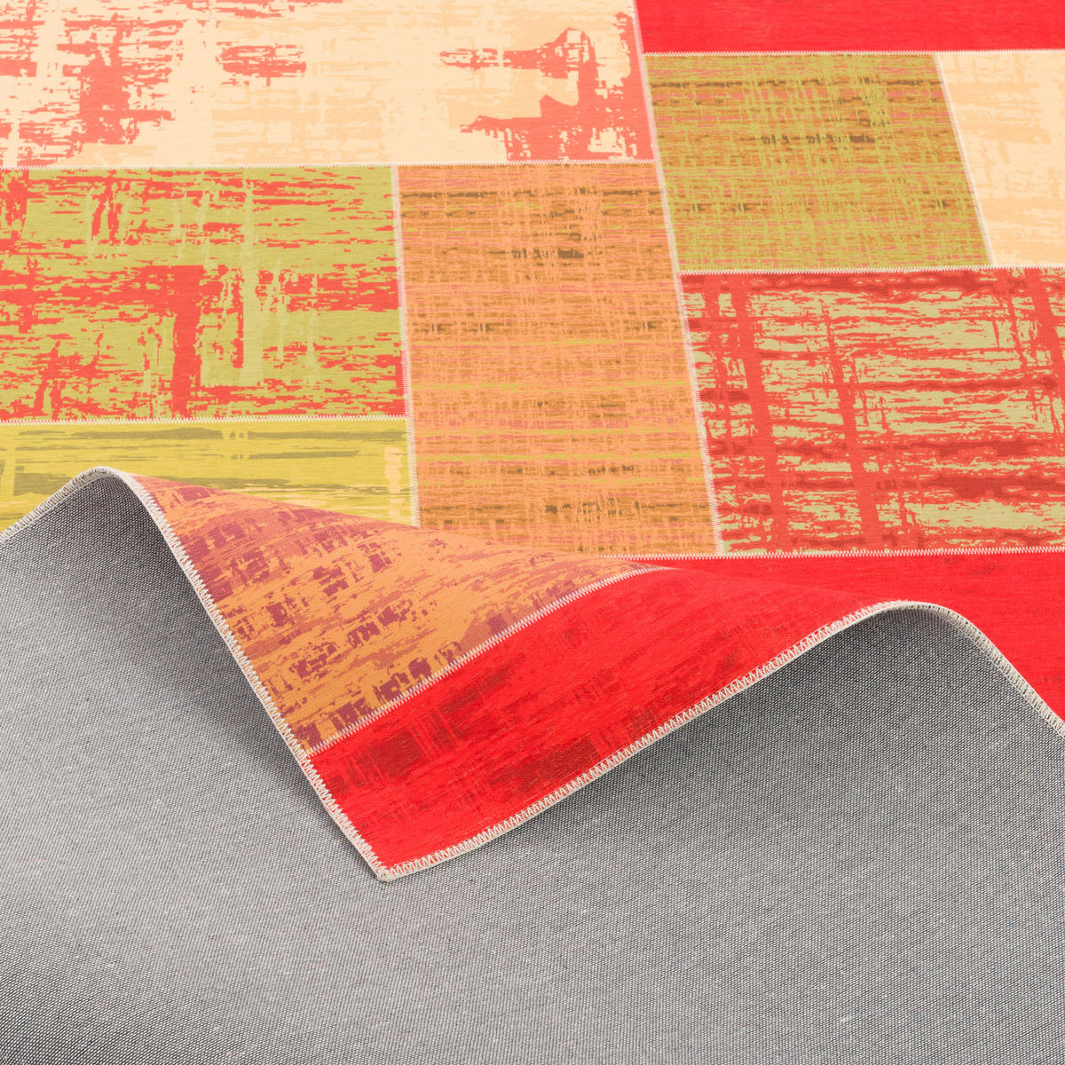 LUXUS VINTAGE DESIGNER TEPPICH PRIMUS PATCHWORK - Terra cotta, Textil (120/160cm) - Pergamon