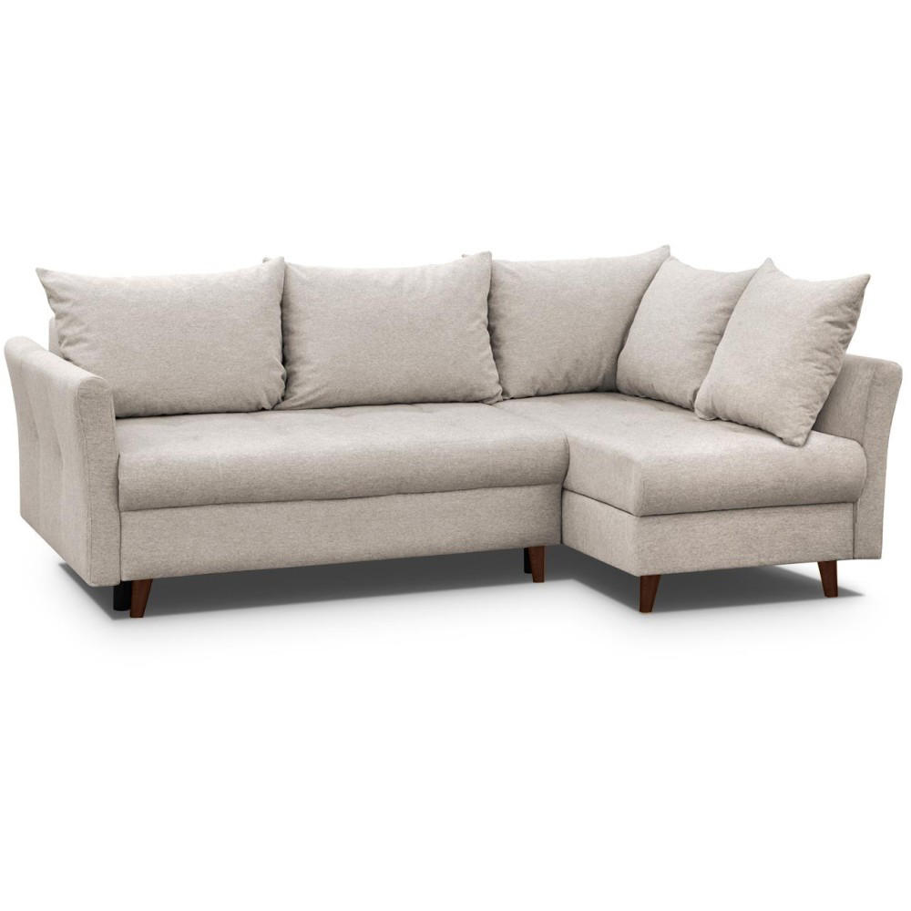 ECKSCHLAFSOFA Neron mit 2 Bettkasten und Beine in Wengefarbe, Beige, rechts - Wengefarben/Beige, Textil (233/148cm) - Beautysofa